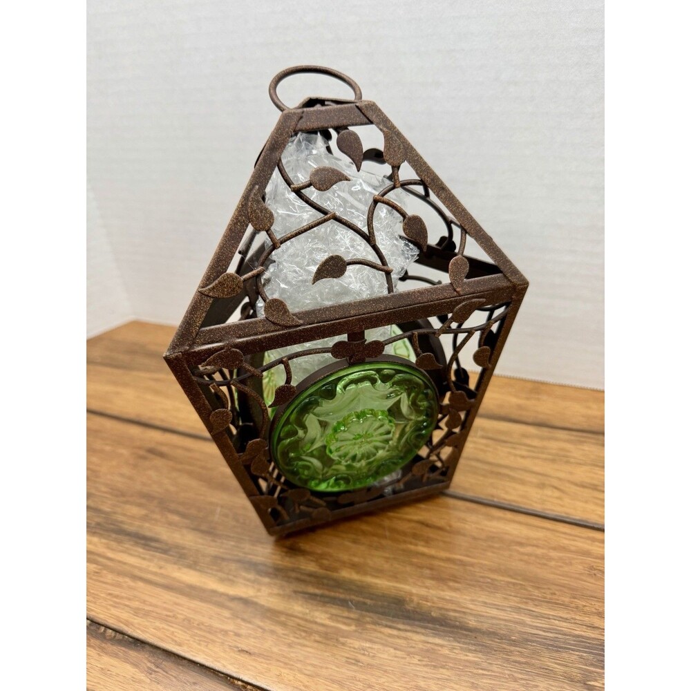PartyLite La Rosetta Hanging Lantern Green Emerald Tea Candle Holder P7565 NEW - Picture 3 of 8